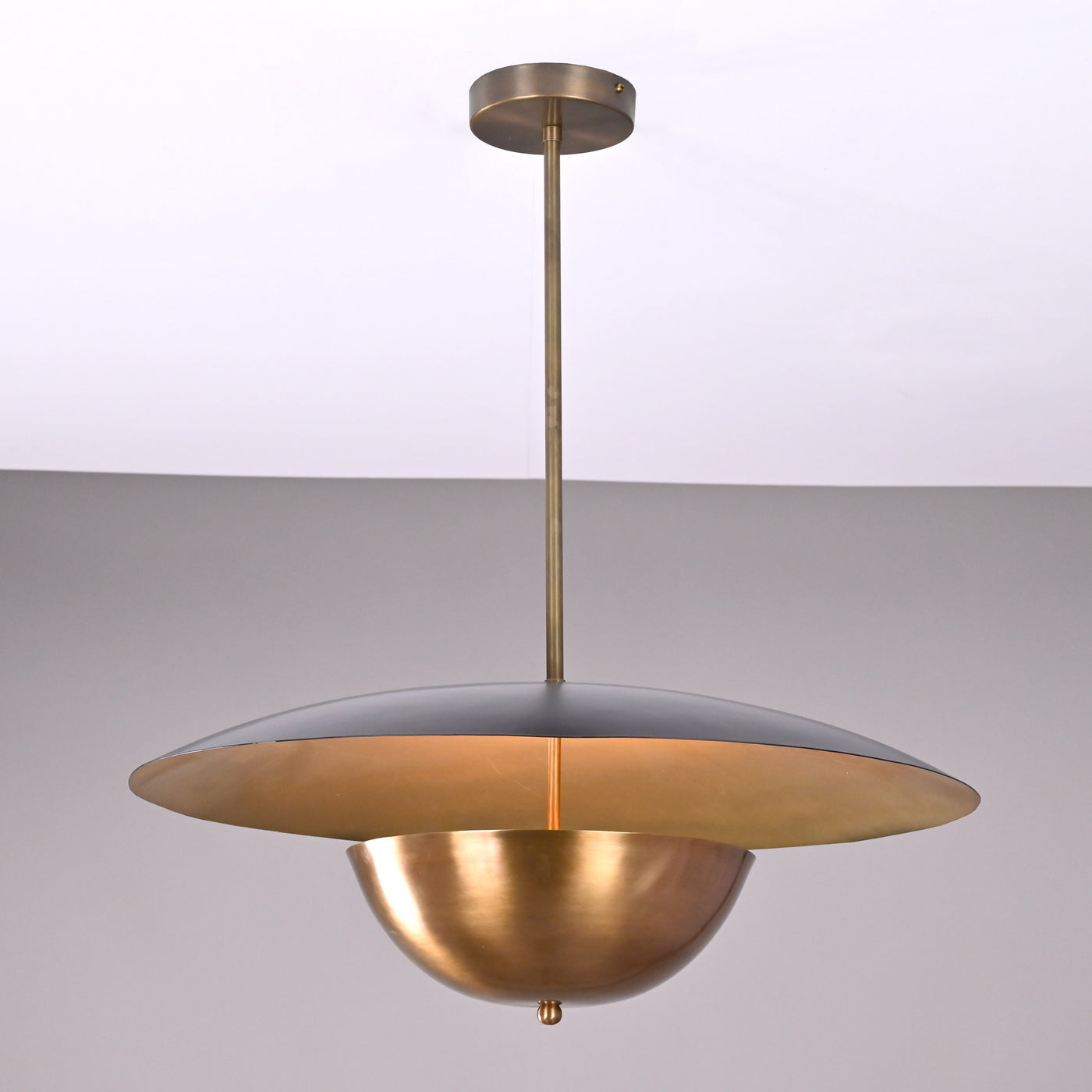 Modern Disc Brass Chandelier – Customizable Pendant Light with Black & Brass Finish Handcrafted Lighting Fixture - 32316