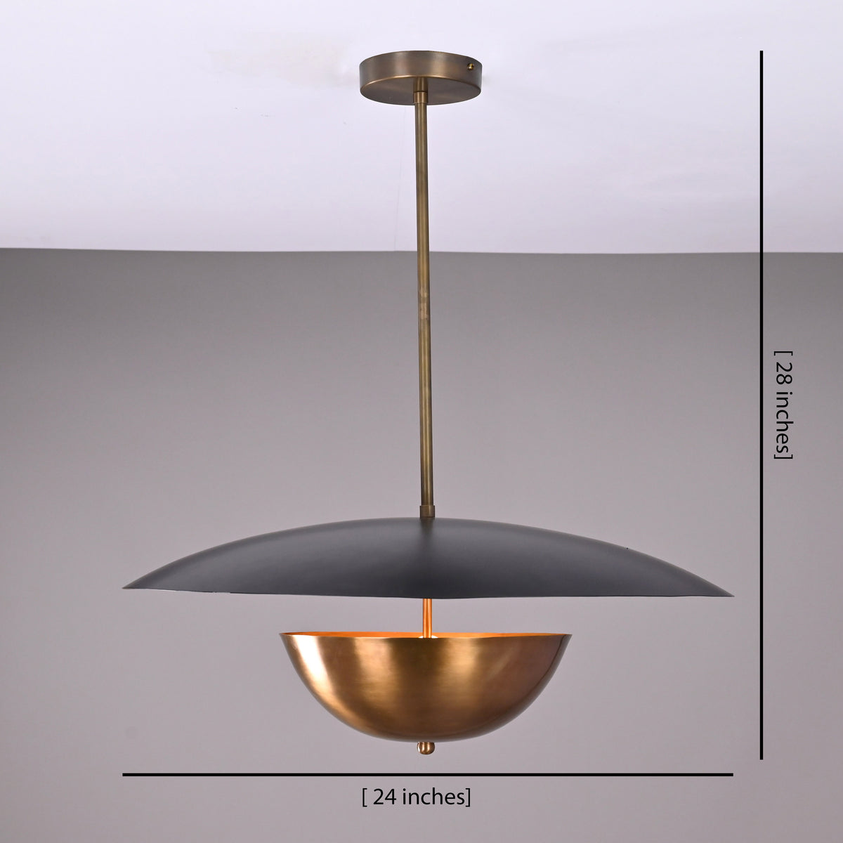 Modern Disc Brass Chandelier – Customizable Pendant Light with Black & Brass Finish Handcrafted Lighting Fixture - 32316
