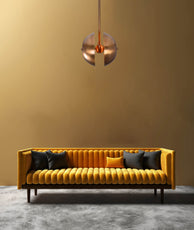 Handcrafted Modern Brass Orb Chandelier | Custom Finishes Mid-Century Contemporary Pendant Light - 32317