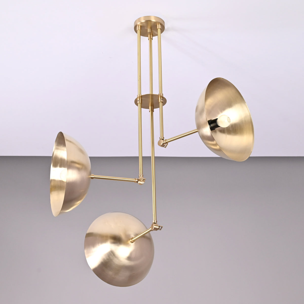 Handcrafted Modern Brass 3-Light Chandelier | Custom Finishes Mid-Century Style Ceiling Light Fixture - 32318