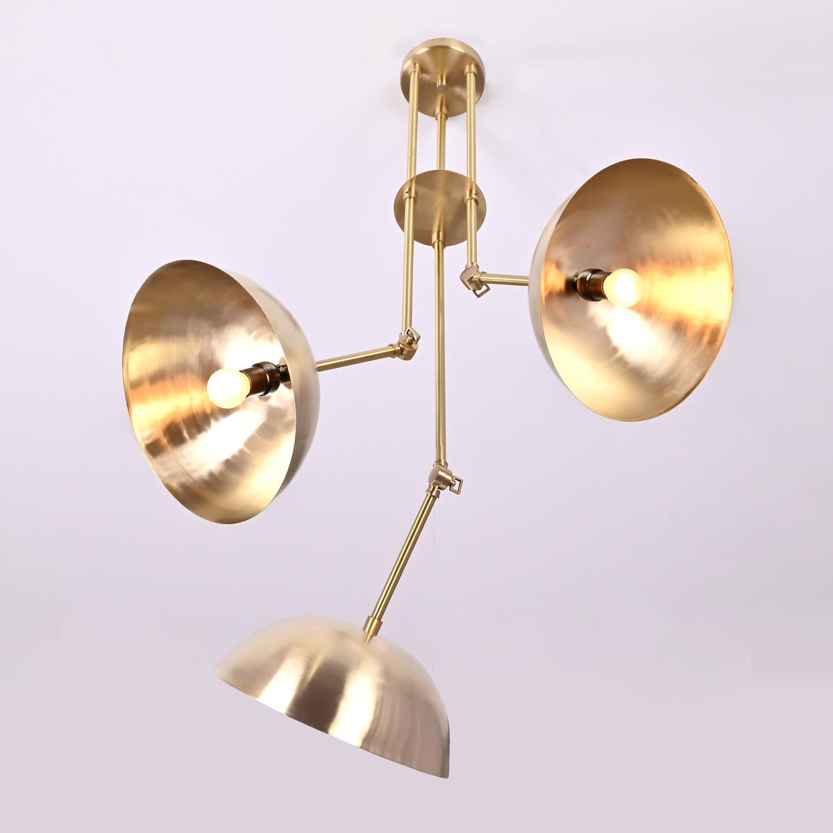 Handcrafted Modern Brass 3-Light Chandelier | Custom Finishes Mid-Century Style Ceiling Light Fixture - 32318