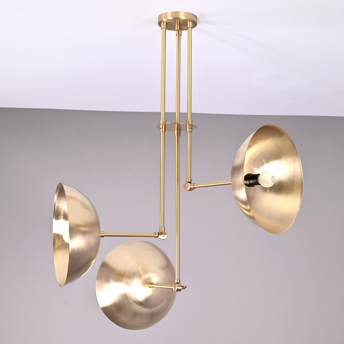 Handcrafted Modern Brass 3-Light Chandelier | Custom Finishes Mid-Century Style Ceiling Light Fixture - 32318