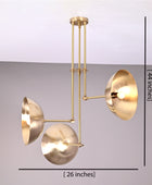 3 Light Large Pendant Lamp, Brass Chandelier - 26 inches - 32318