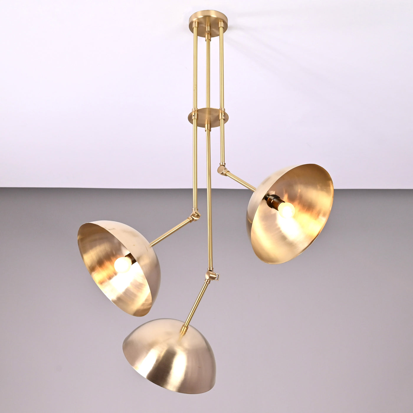 Handcrafted Modern Brass 3-Light Chandelier | Custom Finishes Mid-Century Style Ceiling Light Fixture - 32318