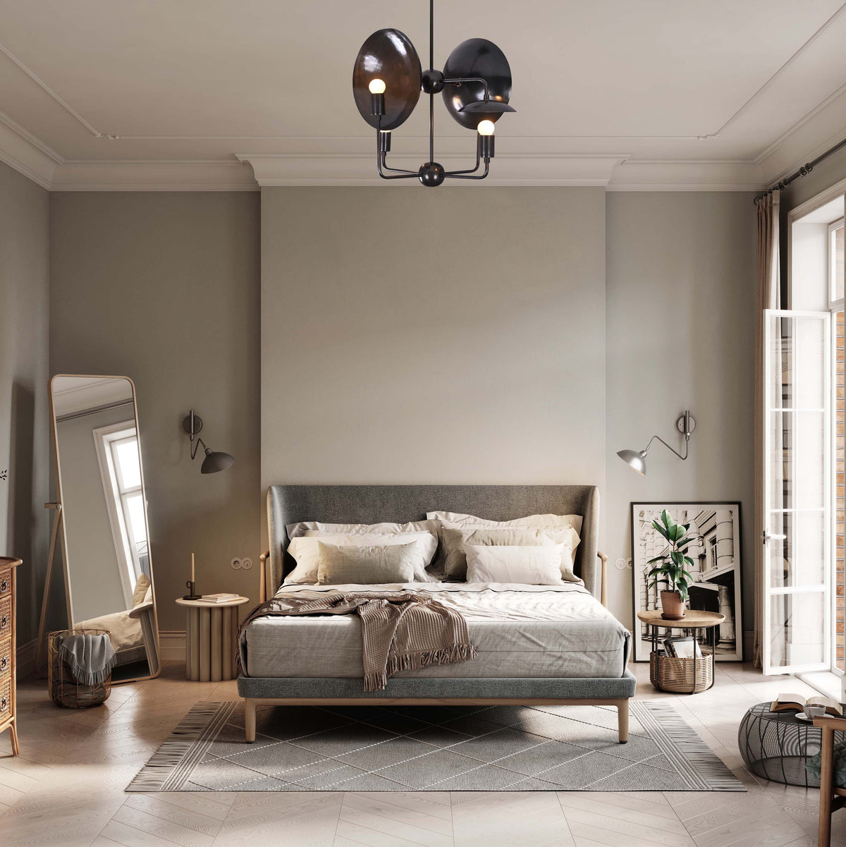 8-Light Full Brass Geometric Chandelier – Custom Modern Ceiling Pendant with Sculptural Bowl Shades |  - 32319