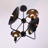 8-Light Full Brass Geometric Chandelier – Custom Modern Ceiling Pendant with Sculptural Bowl Shades |  - 32319