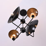 8-Light Full Brass Geometric Chandelier – Custom Modern Ceiling Pendant with Sculptural Bowl Shades |  - 32319