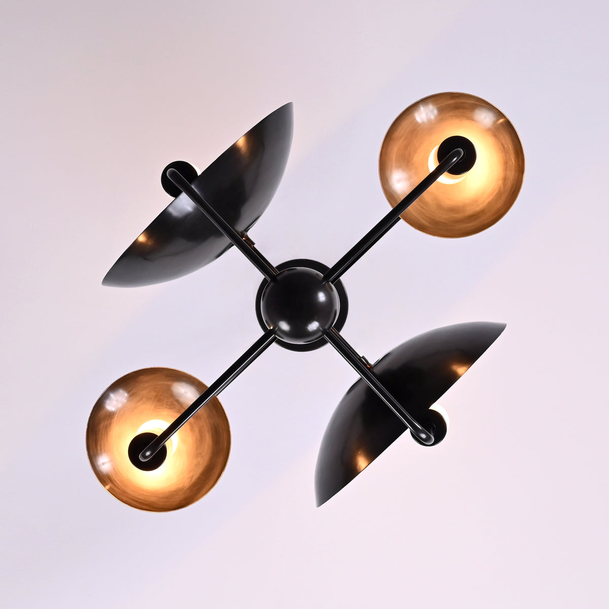 8-Light Full Brass Geometric Chandelier – Custom Modern Ceiling Pendant with Sculptural Bowl Shades |  - 32319