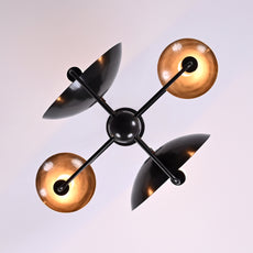 8-Light Full Brass Geometric Chandelier – Custom Modern Ceiling Pendant with Sculptural Bowl Shades |  - 32319