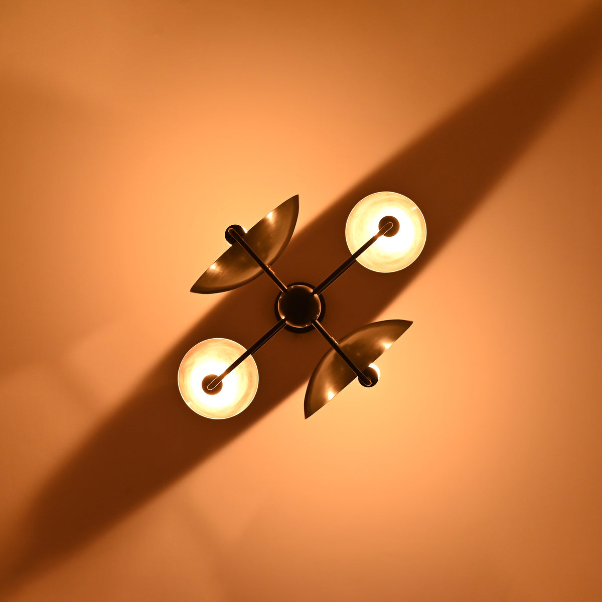 8-Light Full Brass Geometric Chandelier – Custom Modern Ceiling Pendant with Sculptural Bowl Shades |  - 32319