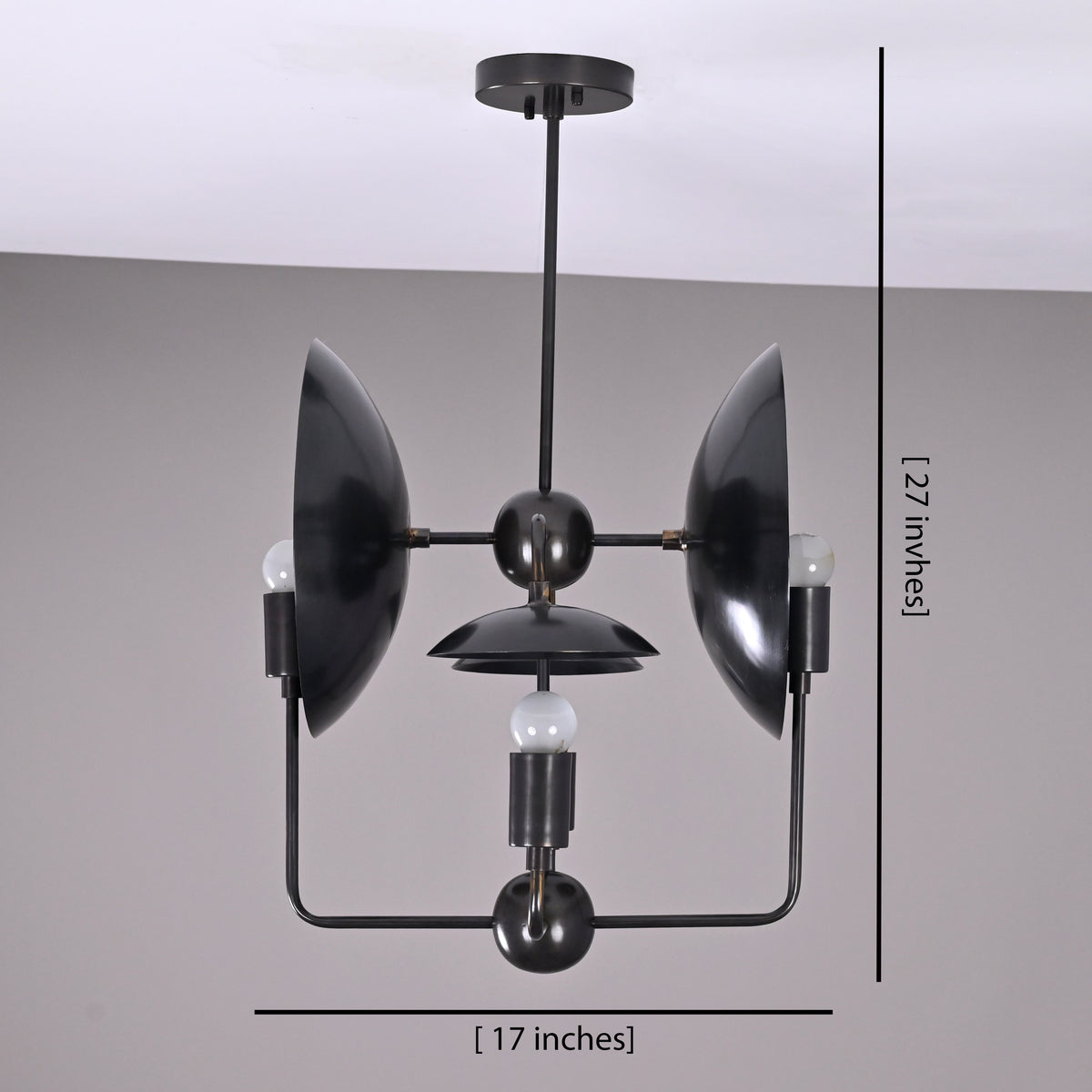 8-Light Full Brass Geometric Chandelier – Custom Modern Ceiling Pendant with Sculptural Bowl Shades |  - 32319