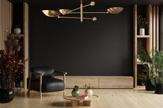 Modern Brass Chandelier | Custom 3-Light Ceiling Fixture | Mid-Century Minimalist Light |  Uplighting Pendant | Handmade to Order - 32320