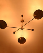 3 bulbs, Large Brass Orbital Uplifting Lamp, No Glare, Ambient No-shadow Chandelier 62 inches- 32320