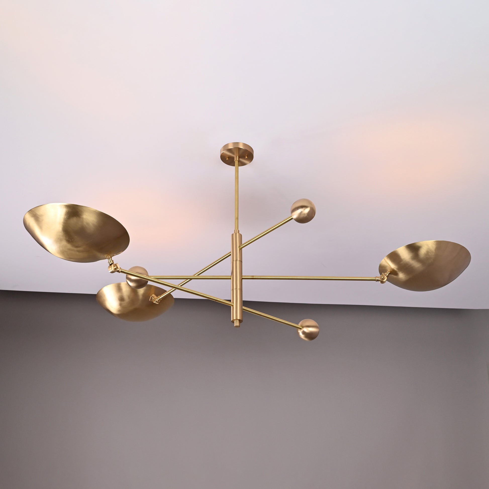 3 bulbs, Large Brass Orbital Uplifting Lamp, No Glare, Ambient No-shadow Chandelier 62 inches- 32320