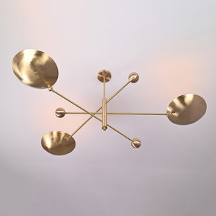 3 bulbs, Large Brass Orbital Uplifting Lamp, No Glare, Ambient No-shadow Chandelier 62 inches- 32320