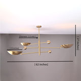 Modern Brass Chandelier | Custom 3-Light Ceiling Fixture | Mid-Century Minimalist Light |  Uplighting Pendant | Handmade to Order - 32320