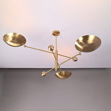 Modern Brass Chandelier | Custom 3-Light Ceiling Fixture | Mid-Century Minimalist Light |  Uplighting Pendant | Handmade to Order - 32320