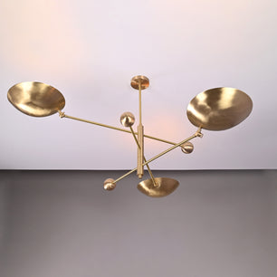 3 bulbs, Large Brass Orbital Uplifting Lamp, No Glare, Ambient No-shadow Chandelier 62 inches- 32320