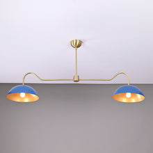 Two-Shade Brass Ceiling Chandelier – Custom Handmade Mid-Century Pendant Light |  - 32321