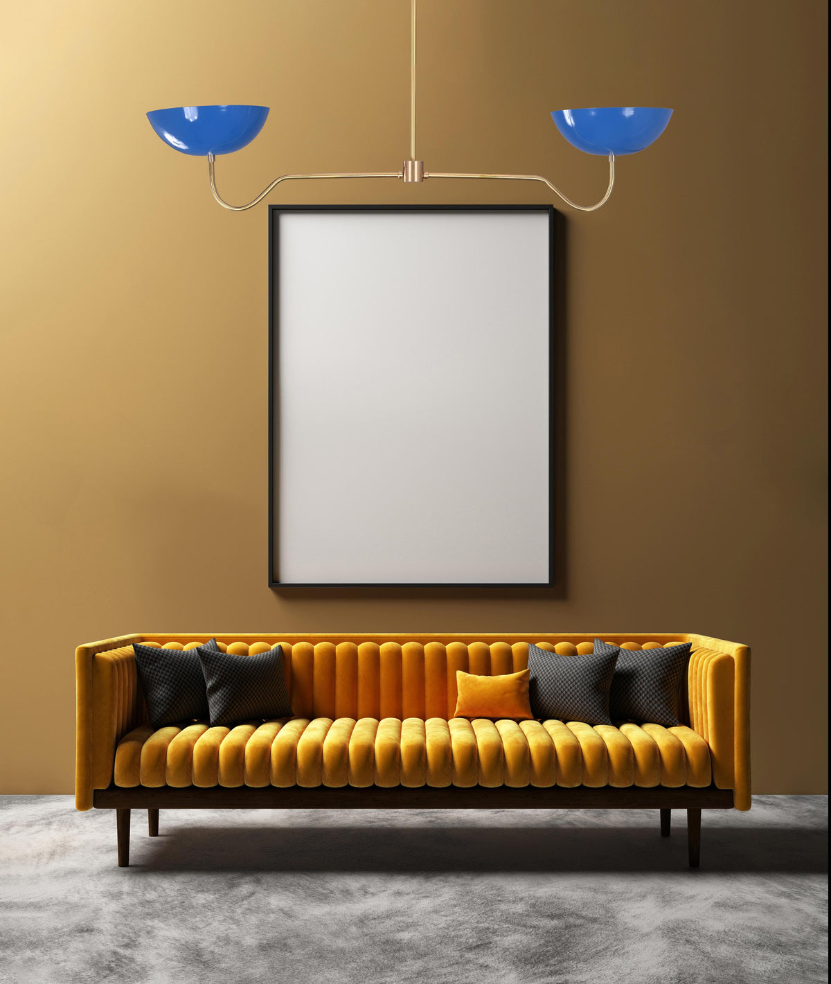 Two-Light Uplight Brass Ceiling Lamp – Custom Mid-Century Modern Uplighting Chandelier | Handmade,  - 32322