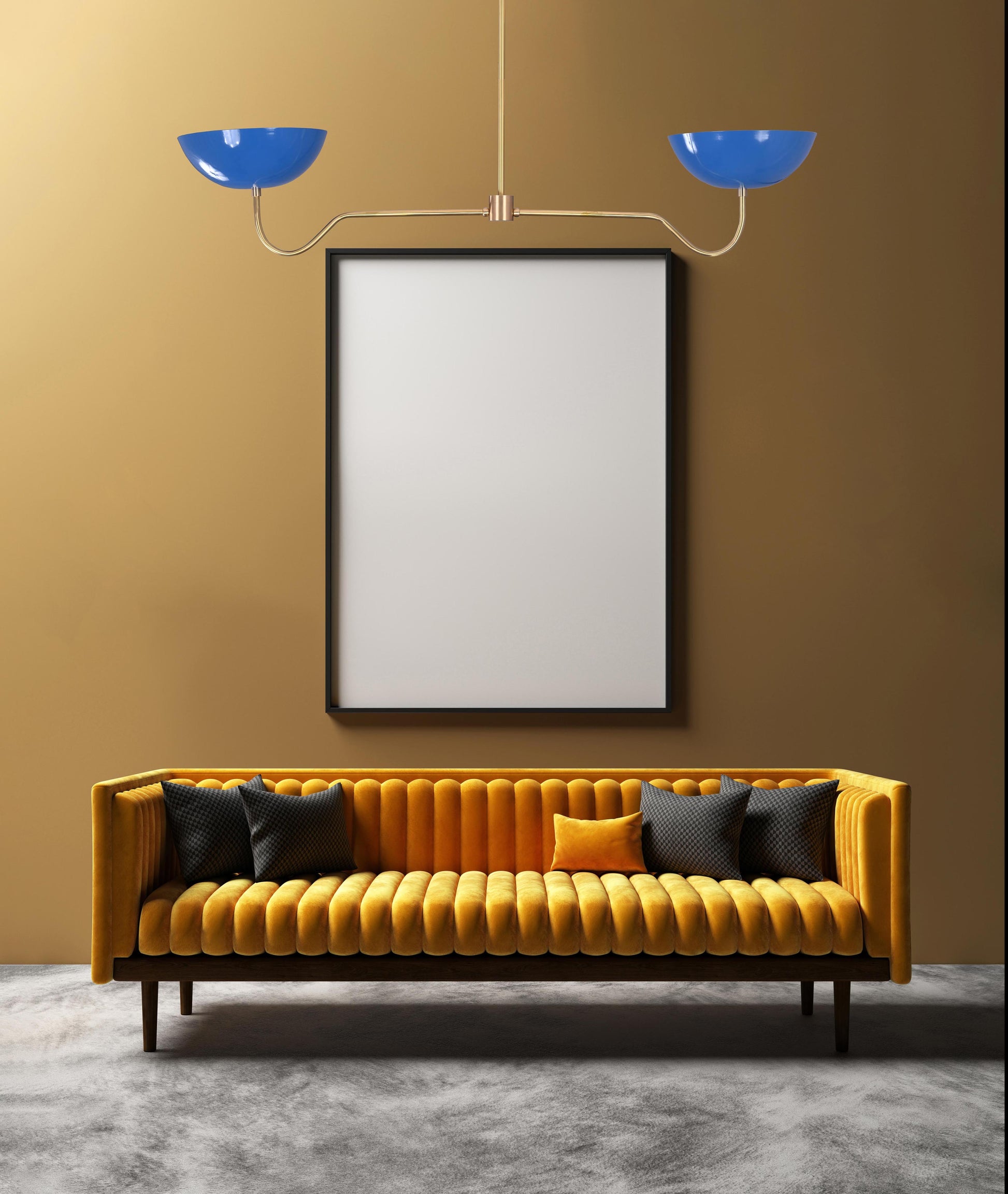 2 Bulbs, Brass Color Pendant Lamp, Uplifting No-shadow No-glare Light, 51" wide, 32322