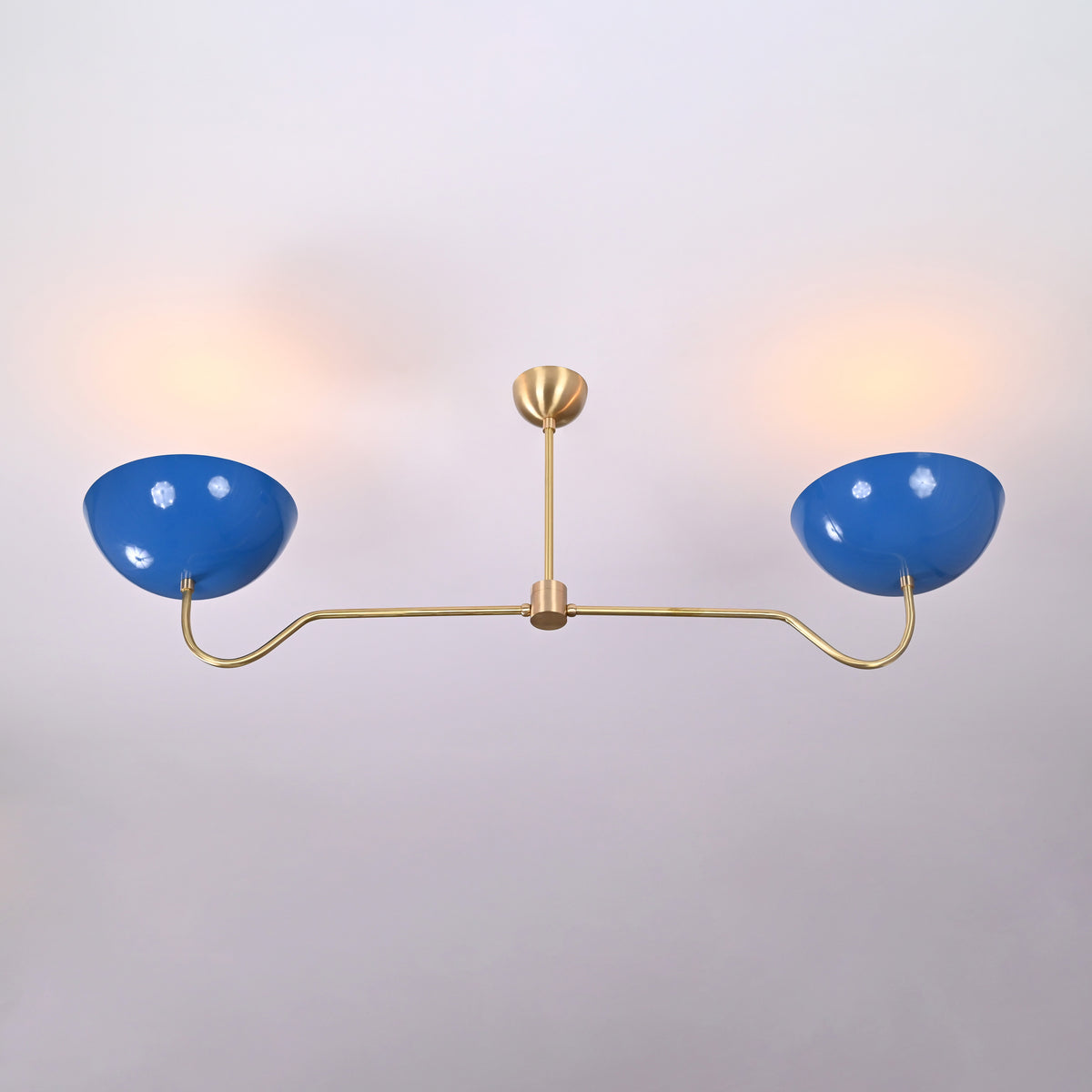 Two-Light Uplight Brass Ceiling Lamp – Custom Mid-Century Modern Uplighting Chandelier | Handmade,  - 32322