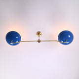 Two-Light Uplight Brass Ceiling Lamp – Custom Mid-Century Modern Uplighting Chandelier | Handmade,  - 32322