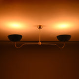 Two-Light Uplight Brass Ceiling Lamp – Custom Mid-Century Modern Uplighting Chandelier | Handmade,  - 32322