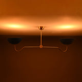 Two-Light Uplight Brass Ceiling Lamp – Custom Mid-Century Modern Uplighting Chandelier | Handmade,  - 32322