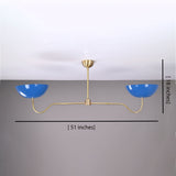 Two-Light Uplight Brass Ceiling Lamp – Custom Mid-Century Modern Uplighting Chandelier | Handmade,  - 32322