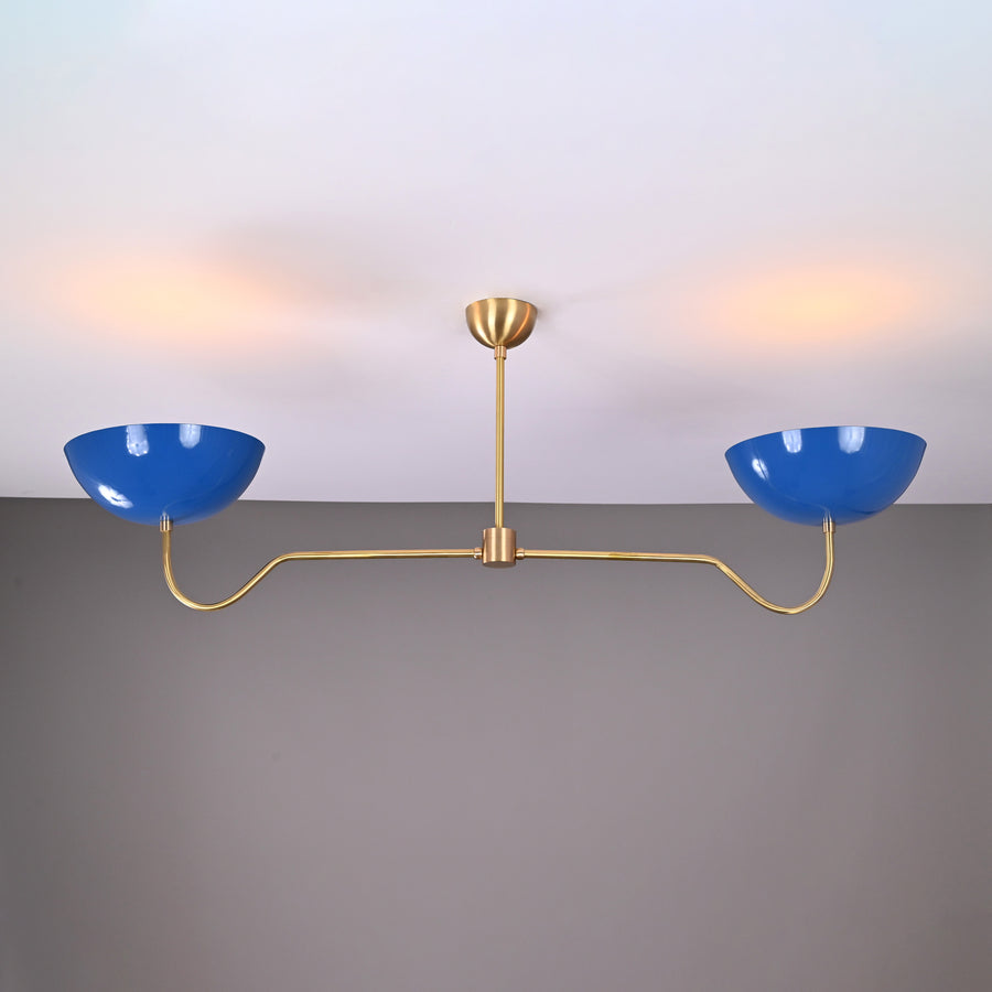 Two-Light Uplight Brass Ceiling Lamp – Custom Mid-Century Modern Uplighting Chandelier | Handmade,  - 32322