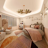 Modern Brass Chandelier | 6-Light Custom Ceiling Light Fixture Natural Brass, Copper or Painted Finish | Adjustable Size | Handmade Lighting - 32323