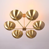 Modern Brass Chandelier | 6-Light Custom Ceiling Light Fixture Natural Brass, Copper or Painted Finish | Adjustable Size | Handmade Lighting - 32323