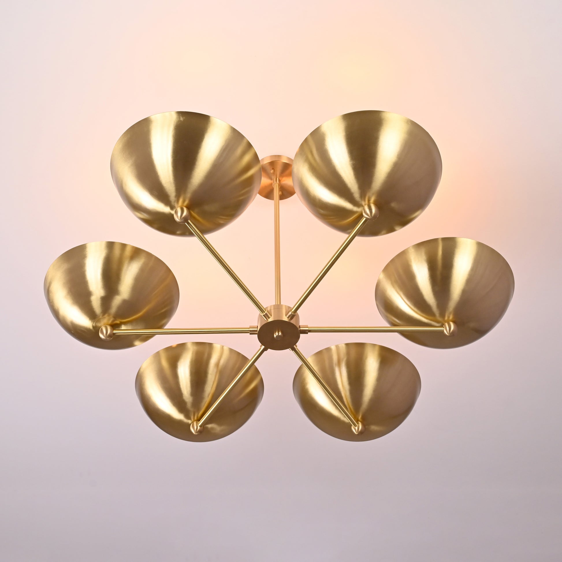 6 Bulb Brass Upllifting Ambient Chandelier, Brass No-glare No-shadow 40 inches Light - 32323