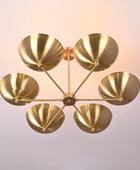 6 Bulb Brass Upllifting Ambient Chandelier, Brass No-glare No-shadow 40 inches Light - 32323