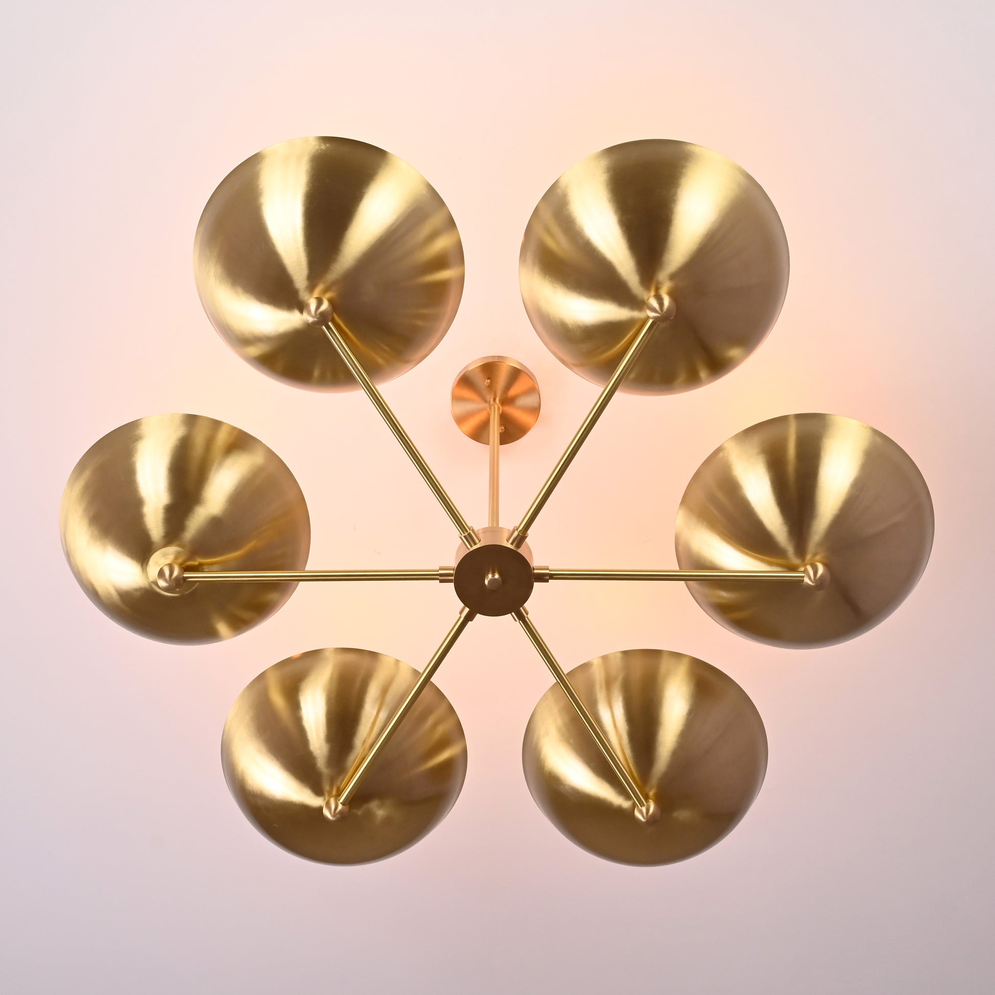 6 Bulb Brass Upllifting Ambient Chandelier, Brass No-glare No-shadow 40 inches Light - 32323