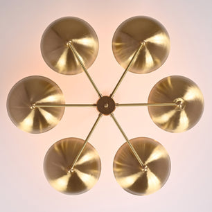 6 Bulb Brass Upllifting Ambient Chandelier, Brass No-glare No-shadow 40 inches Light - 32323