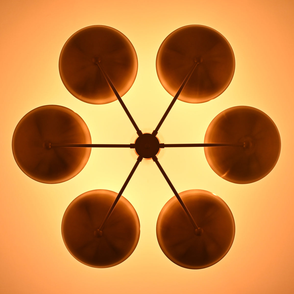 Modern Brass Chandelier | 6-Light Custom Ceiling Light Fixture Natural Brass, Copper or Painted Finish | Adjustable Size | Handmade Lighting - 32323