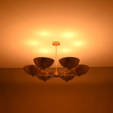 Modern Brass Chandelier | 6-Light Custom Ceiling Light Fixture Natural Brass, Copper or Painted Finish | Adjustable Size | Handmade Lighting - 32323