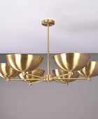 6 Bulb Brass Upllifting Ambient Chandelier, Brass No-glare No-shadow 40 inches Light - 32323