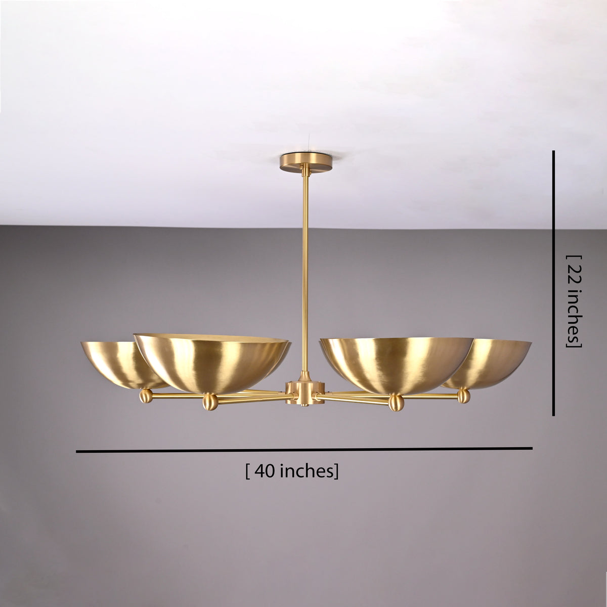 Modern Brass Chandelier | 6-Light Custom Ceiling Light Fixture Natural Brass, Copper or Painted Finish | Adjustable Size | Handmade Lighting - 32323