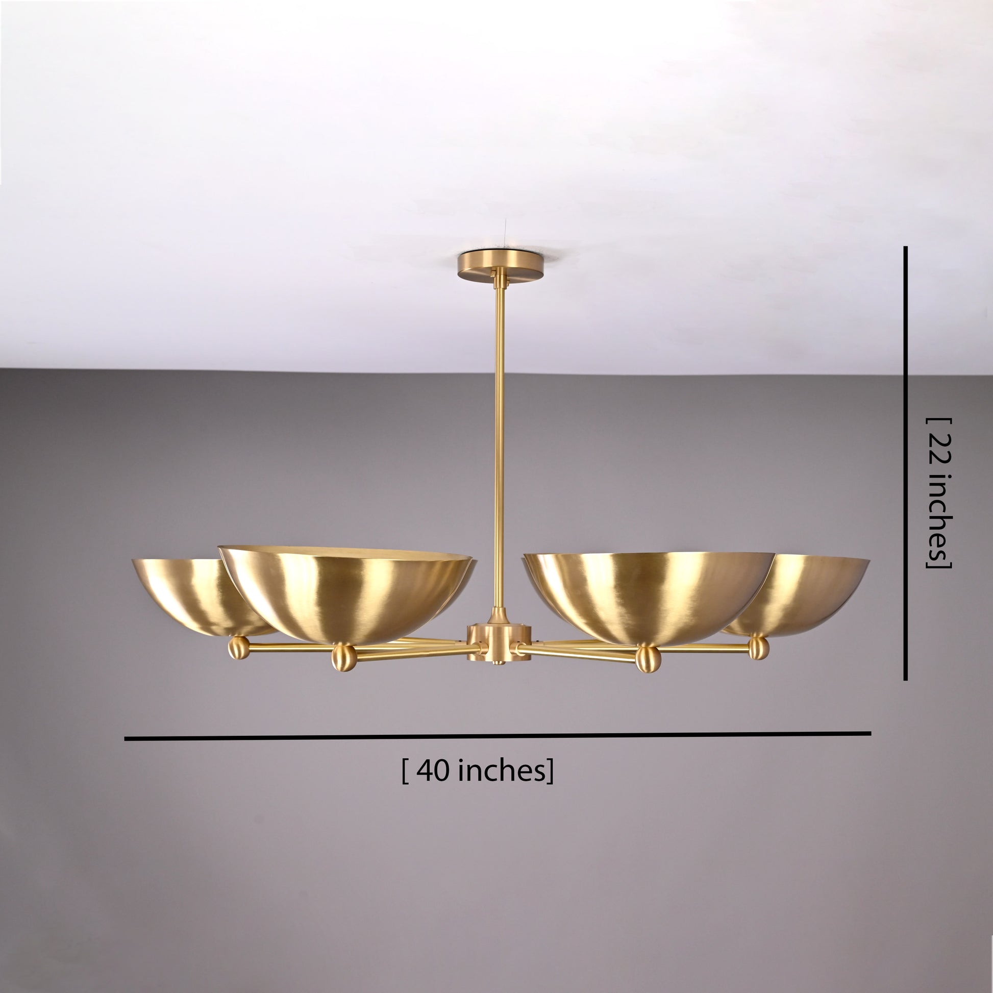 6 Bulb Brass Upllifting Ambient Chandelier, Brass No-glare No-shadow 40 inches Light - 32323