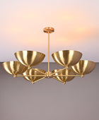 6 Bulb Brass Upllifting Ambient Chandelier, Brass No-glare No-shadow 40 inches Light - 32323