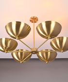 6 Bulb Brass Upllifting Ambient Chandelier, Brass No-glare No-shadow 40 inches Light - 32323