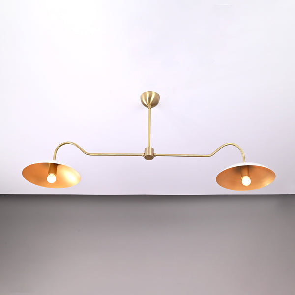 2 Bulbs, Brass Color Pendant Lamp, available in a Variety of Colors, 51" wide, 32324