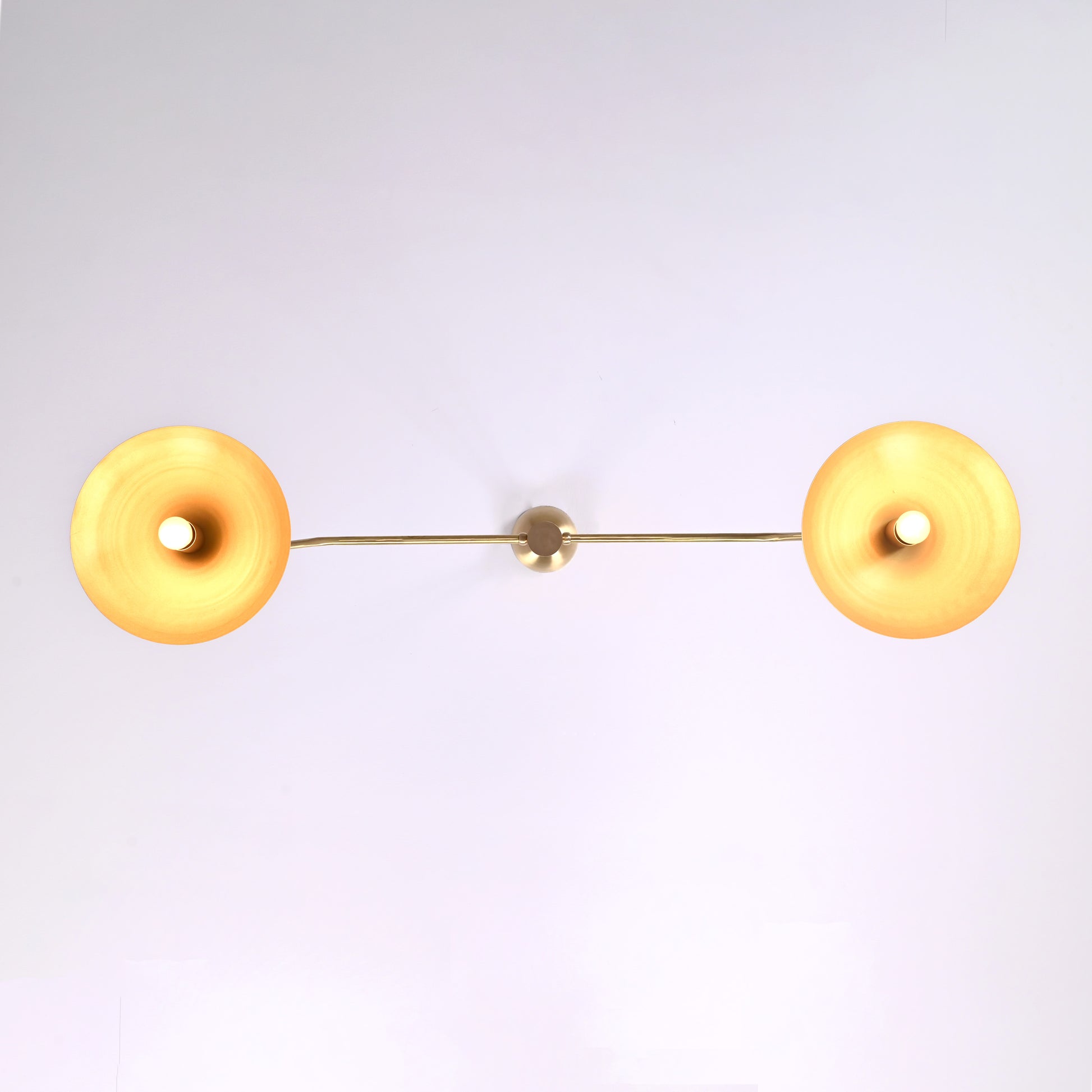 2 Bulbs, Brass Color Pendant Lamp, available in a Variety of Colors, 51" wide, 32324