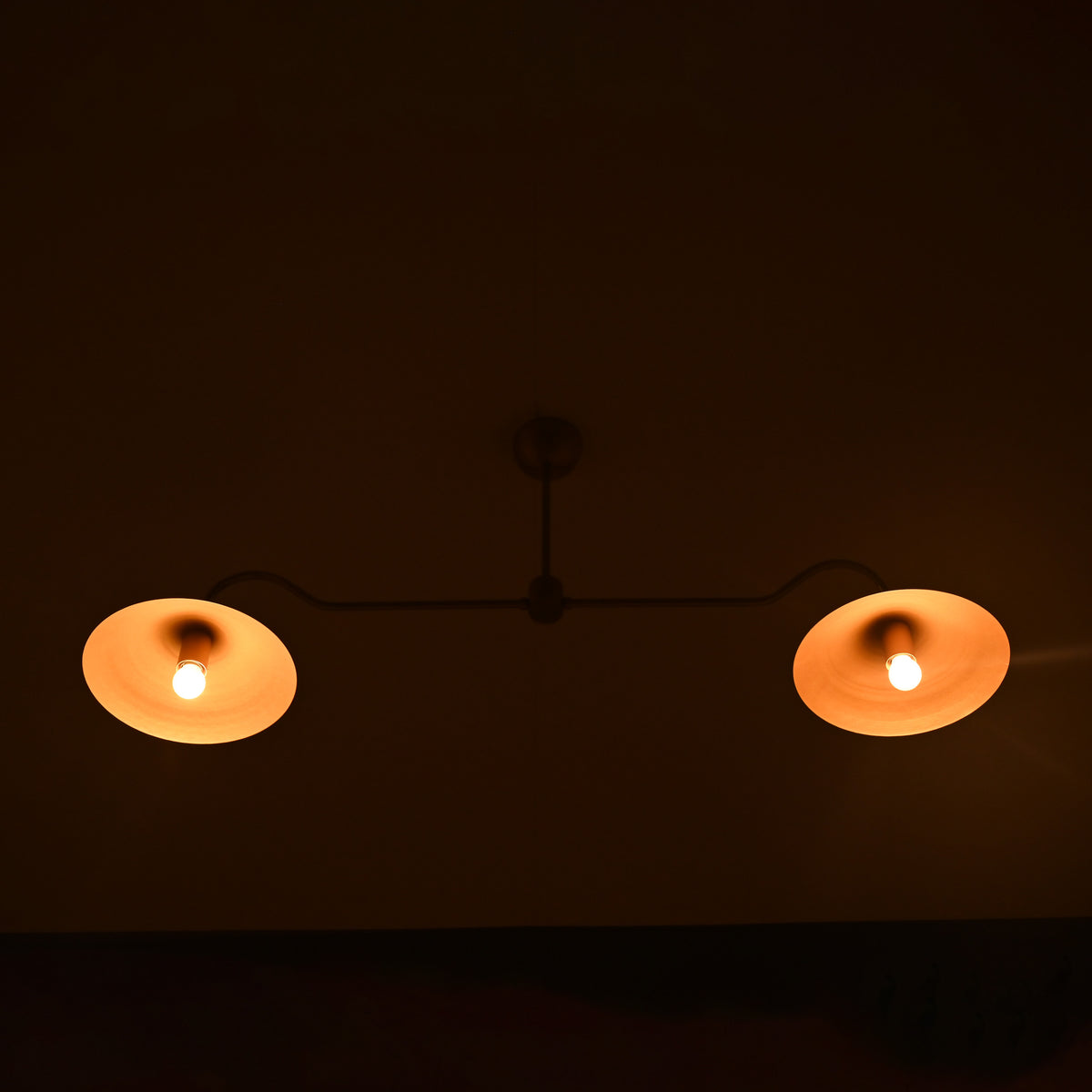 Dual-Arm Brass Chandelier with Dome Shades – Custom Modern Ceiling Light Fixture Made to Order - 32324