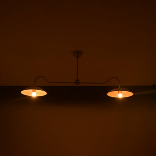 2 Bulbs, Brass Color Pendant Lamp, available in a Variety of Colors, 51