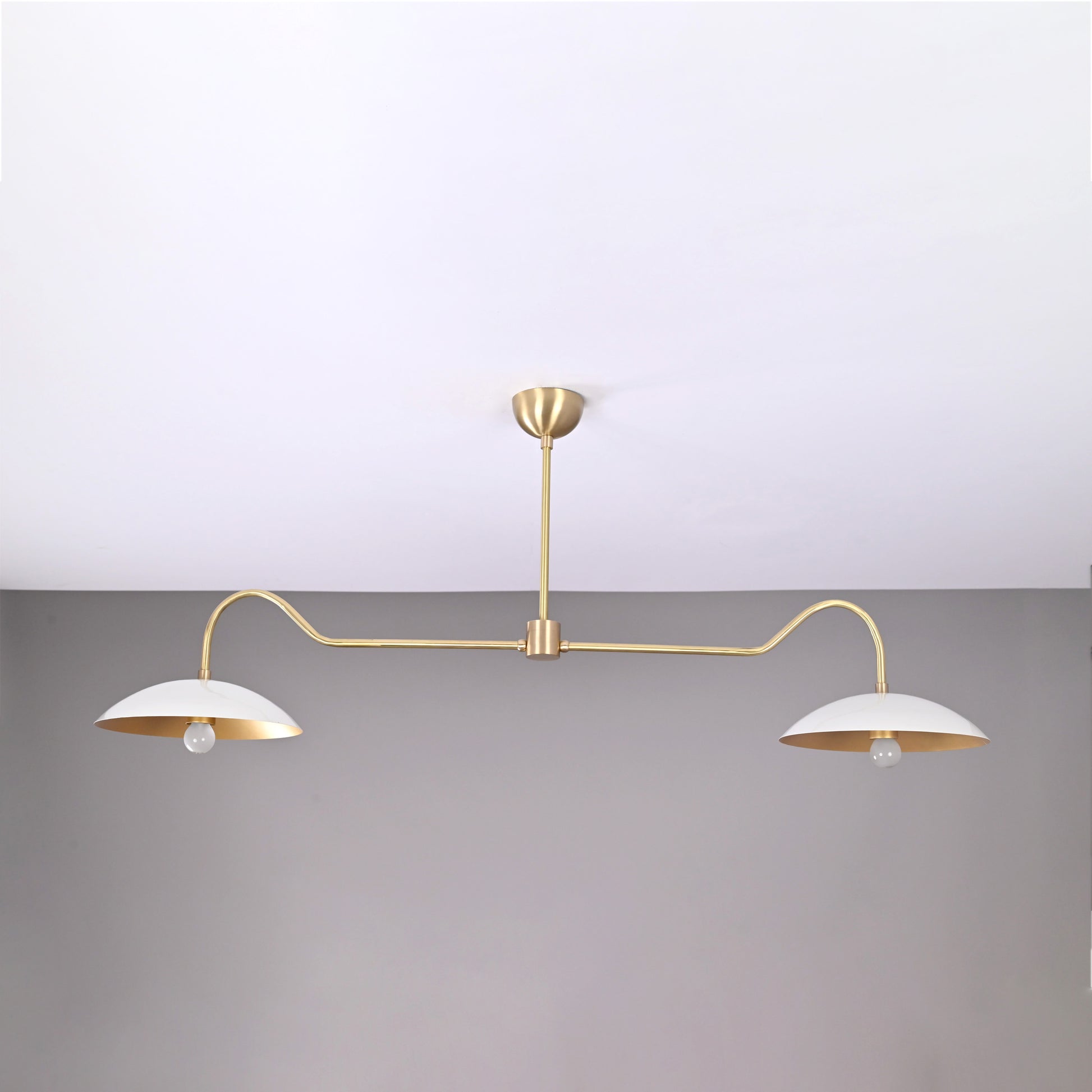 2 Bulbs, Brass Color Pendant Lamp, available in a Variety of Colors, 51" wide, 32324