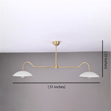 Dual-Arm Brass Chandelier with Dome Shades – Custom Modern Ceiling Light Fixture Made to Order - 32324